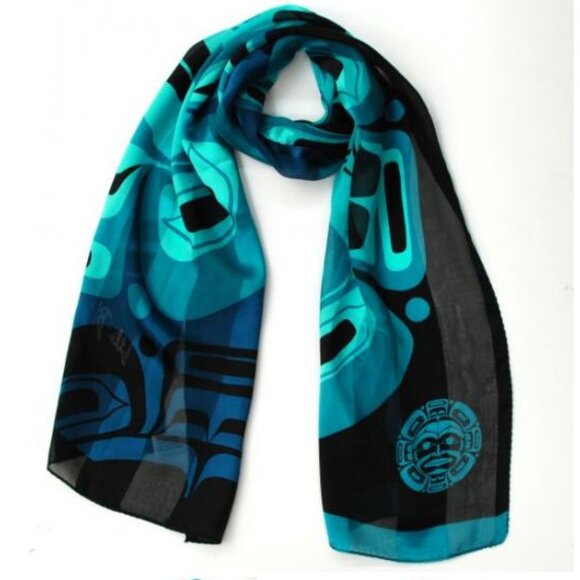 Moon Silk Satin Stripe Scarf (Teal)  Klatle-Bhi - Picture 1 of 6
